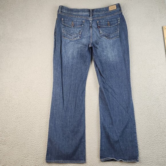 Levi’s Perfect Waist 525 Boot Cut Jeans Women's Sz 16 Mid Rise Dark Wash Stretch - Picture 2 of 12
